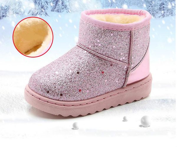 

Девушки Снег сапоги зима Теплые плоские круглые Toe Детская обувь детская Детская