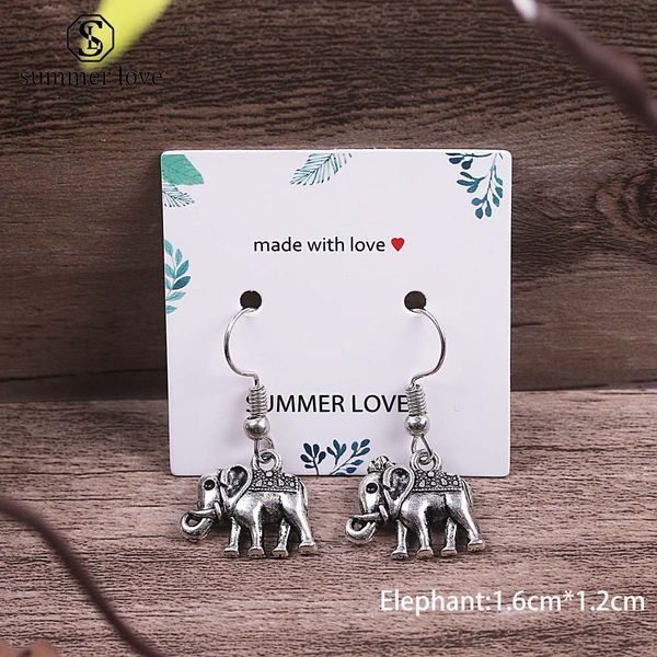 

2019 new vintage horse elephant geometric stud earring for women girls boho retro silver dangle earring jewelry gift