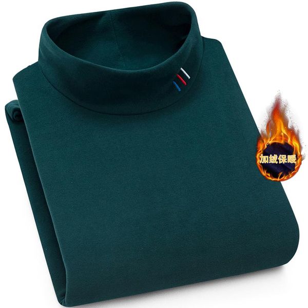 

new winter casual thick warm mens sweater pullover shirt bottoming plus velvet thick half-high collar sweater, White;black