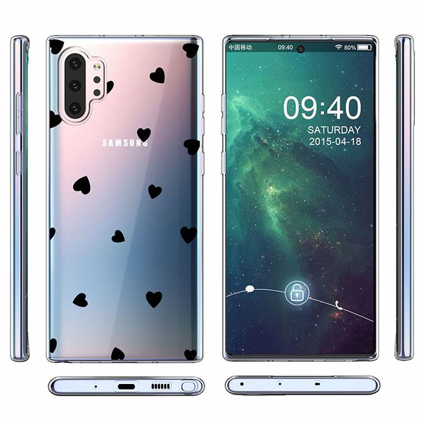 

wholesale mobile phone case for samsung not10 note10p s10 s10p s10e s8 s9 s8p s9p note8 note9 tpu back real cover with heart print
