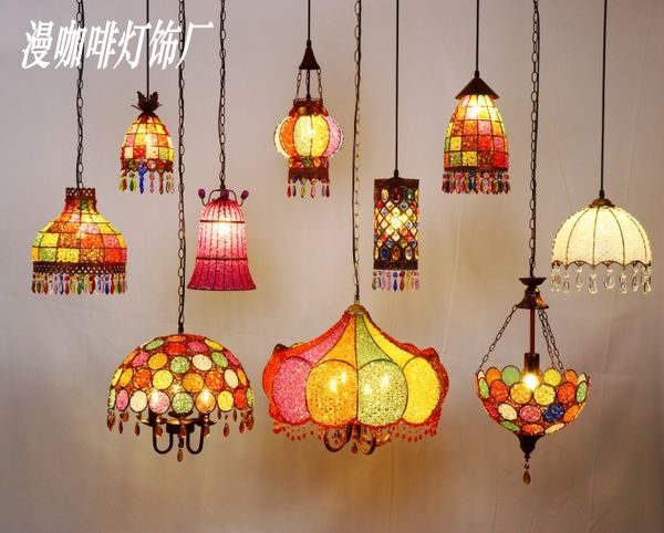 

moroccan lighting restaurant color crystal bead chandelier bohemian southeast asian style lighting fixtures