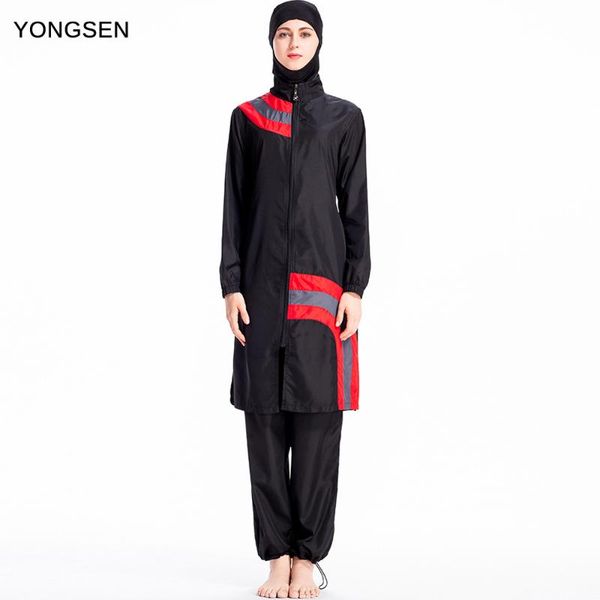 

yongsen muslim swimwear burkinis women modest patchwork full cover long sleeve swimsuit short sleeves swim wear islamic swimsuit