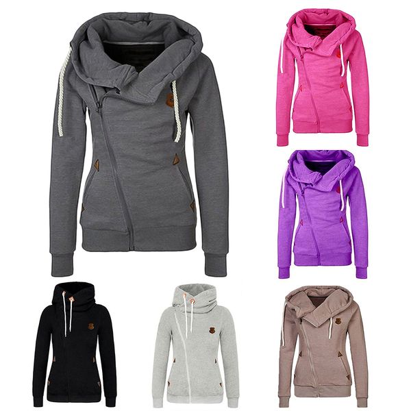 

wipalo plus size women winter coat hooded sweatshirt hooded zip up sweatershirt zipper hoodies 6 colors and s-5xl, Black