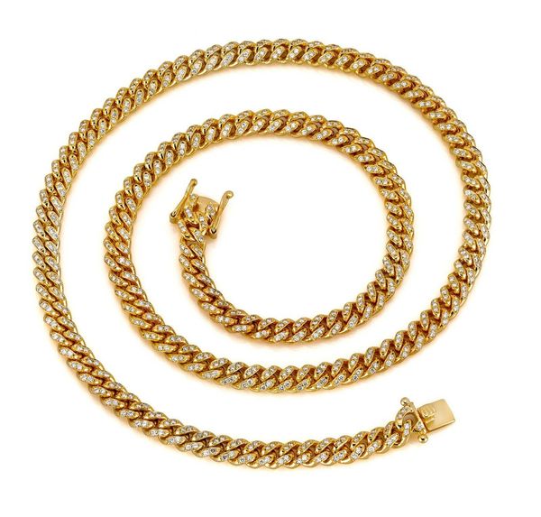 

150 г 10-каратного чистого золота Майами Кубинское ожерелье с 12 бриллиантами 8,5 мм