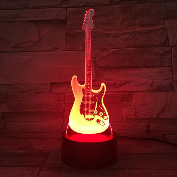 

table lamp bedside bass guitar multicolor rgb boys child kids baby gifts musical instrument atmosphere usb 3d led night light