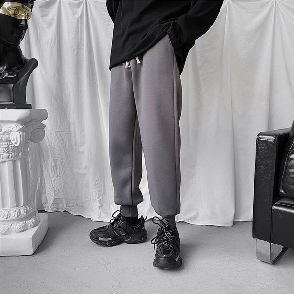 

men's casual pants boy korean version loose cotton student sports trousers handsome and comfortable fitness pants ing, Black
