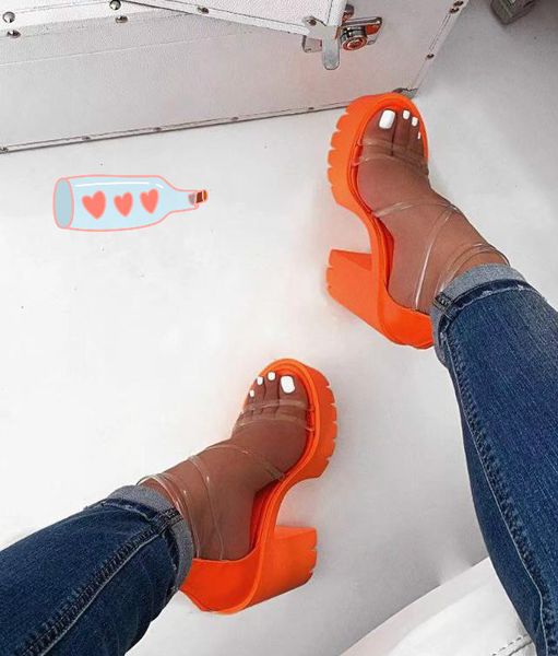 

women's sandals 2020 summer new women's shoes fashion waterproof platform high-heeled sandals women drop shipping, Black