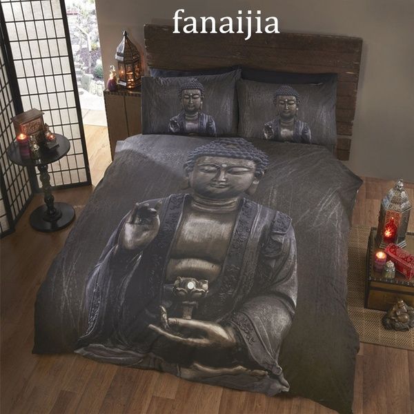 

buddha print 3d duvet cover set with pillowcase 3pcs boho bedding sets home cool design full  king gift bedline
