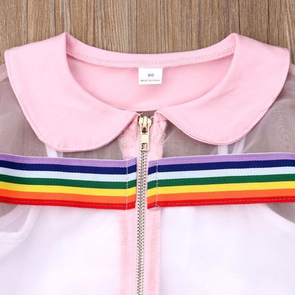 

toddler kids baby girl rainbow coat+vest+short pants cotton organza outfit 3pcs uv sunsuit fashion clothes summer set, White