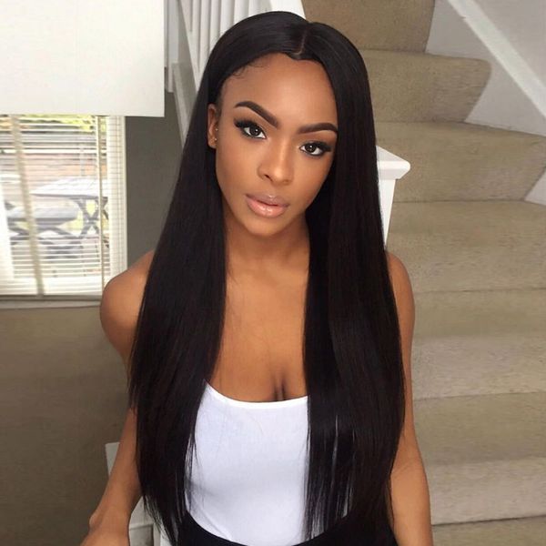 

8а хорошие бразильские прямые плетения волос 100% необработанные бразильские волосы девственницы прямые перуанские малайзийские индийские на, Black