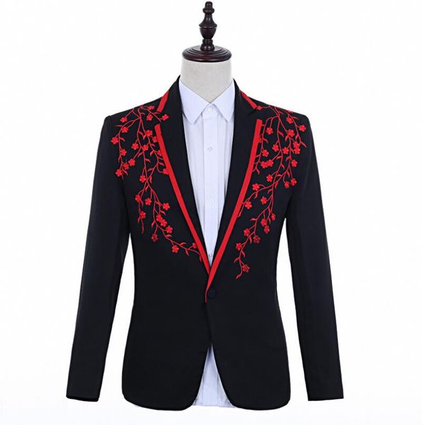 

2019 new style blazer men fit slim stage dress nightclub bar singers costumes men personality suit bridegroom wedding suit, White;black