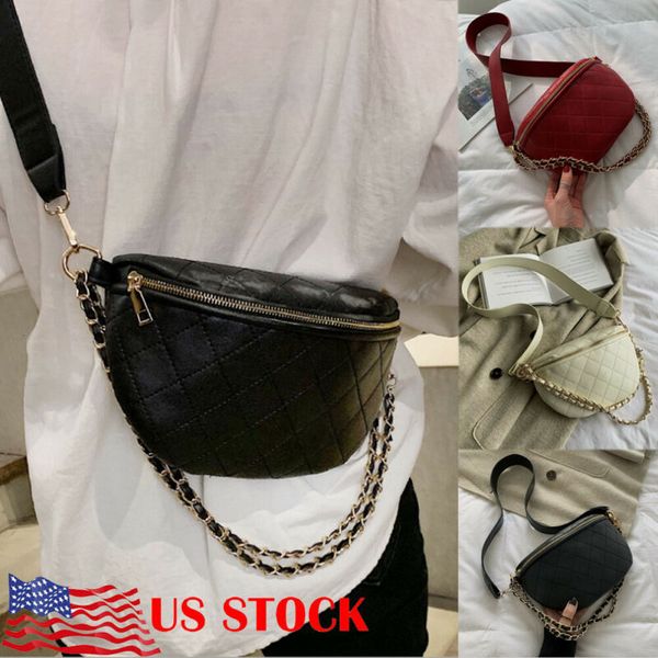 

women waist belt bum bag pu leather pouch hip purse zipper chest bag
