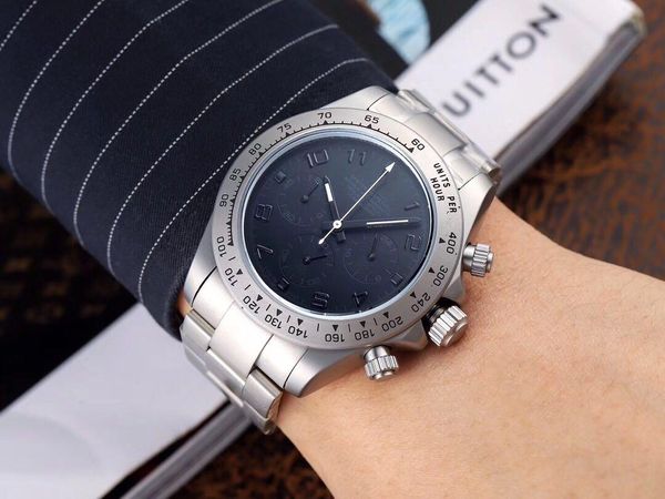 

super watches 075 montre de luxe 40mm japanese multi-purpose quartz movement stainless steel case with sapphire mirror mens watches, Slivery;brown