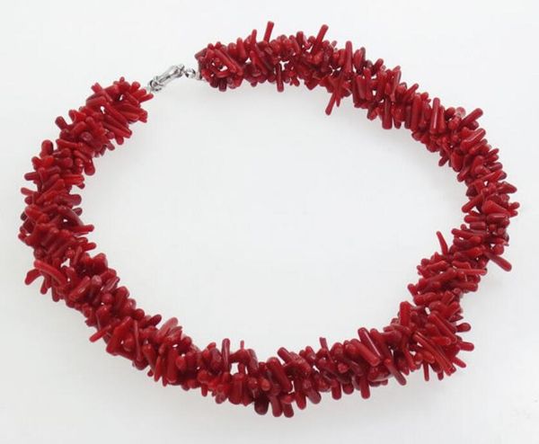 

очаровательное колье red coral branch multi-strand style - женское колье, Silver