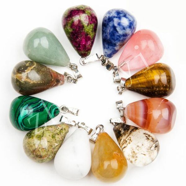 

20шт / lot натуральный кварцевый камень gemstone water drop shaped ювелирные изделия рок healing точка чакра ожерелье мода, Silver