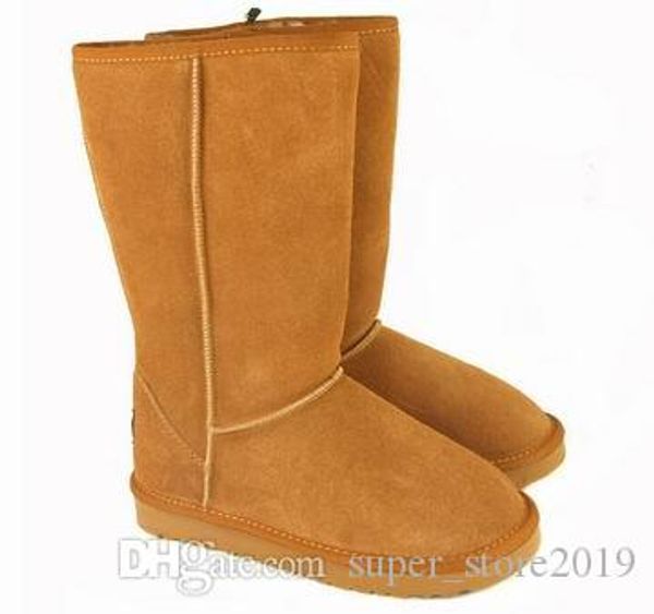 

бесплатная доставка 2018 высокое качество wgg женские классические высокие сапоги женские снегоступы зимние кожаные сапоги загрузки сша разм, Black