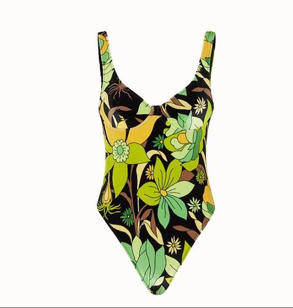 

fashion women bikini 2020 summer new designer swimsuit with letters flowers beach wear one-piece suit for women backless quality, White;black