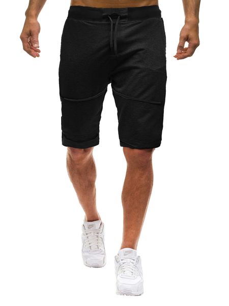 

jogging mens summer shorts muiticolors solid casual loose type elastic waist knee length urban wind fashion pants, White;black