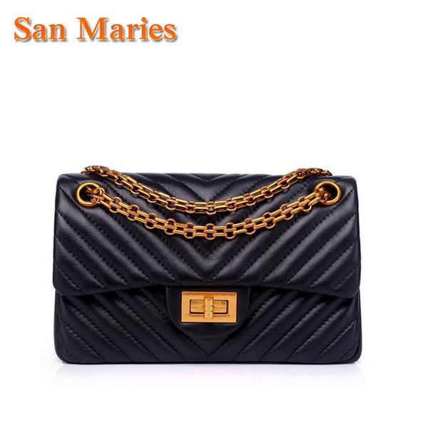 

san maries real sheepskin crossbody bags for women messenger bags chain purse strap shoulder bag lady small flap geometric bag