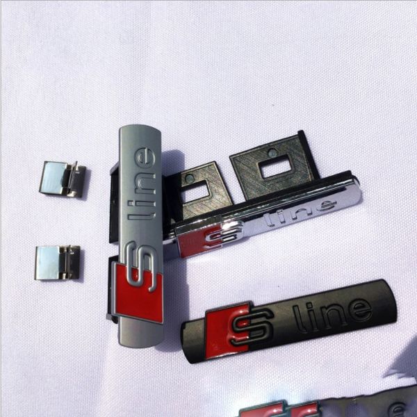 

3d s line sline grille sport emblem badge body decals for a3 a4 b6 b8 b5 b7 side fender marker car external accessory