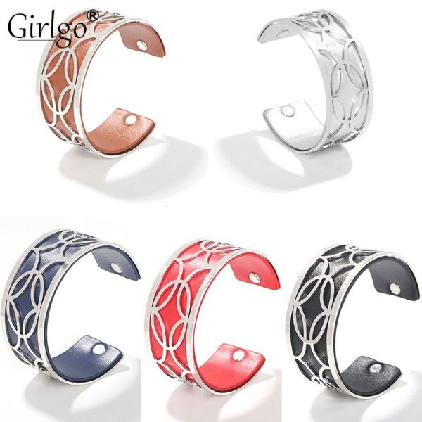 

girlgo charm wide hollow carving big metal patch bangle bracelet for women simple wide hand jewelry wholesale, Golden;silver