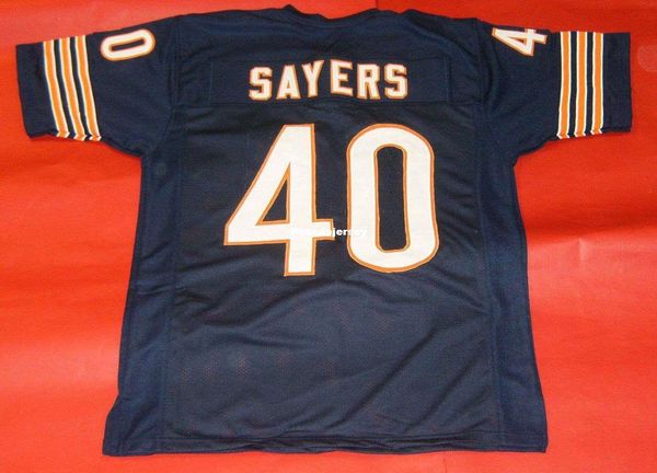 

retro #40 gale sayers custom mitchell & ness jersey bule mens stitching high-end size s-5xl football jerseys college ncaa, Black;red