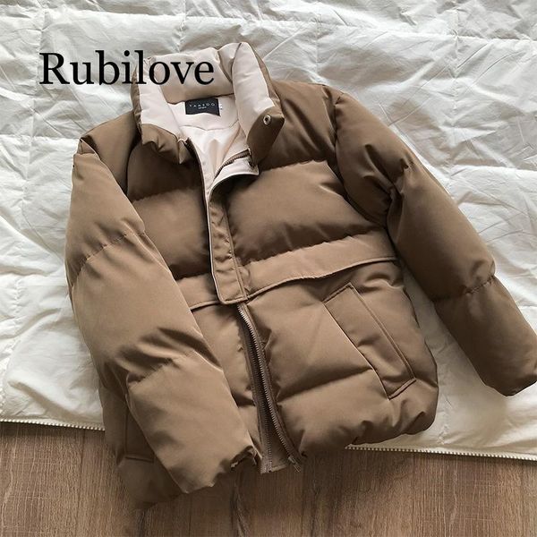 

stand collar warm coat women solid short korean thick winter jacket female 2019 fashion parkas loose outwear, Black