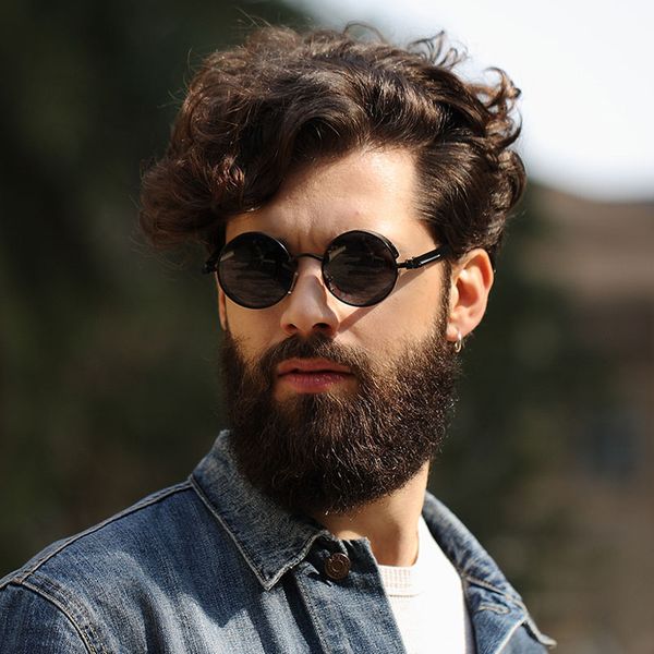 

classic gothic steampunk sunglasses polarized men women brand designer vintage round metal frame sun glasses uv400, White;black