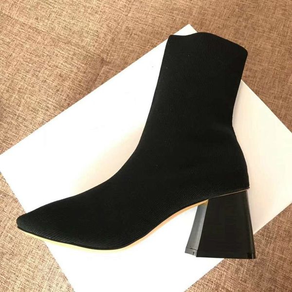 

good 2019 autumn and winter women boots original design and personality style sock boots s87012, Black