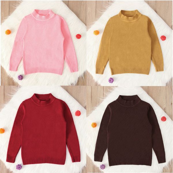 Girls New Autumn Winter Pits Knitted Sweater Kids Simple O Neck Pullover Long Sleeve Bottoming Knitting Shirt Children Knitting Pattern Boys Sweater