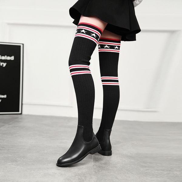 

2019 women socks long slim over the knee high boots autumn winter elastic booties shoes mx200324, Black