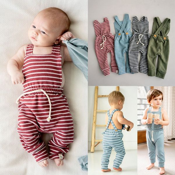 

baby girl clothes newborn infant baby girl boy backless striped romper overalls jumpsuit clothes 2019 roupa infantil, White