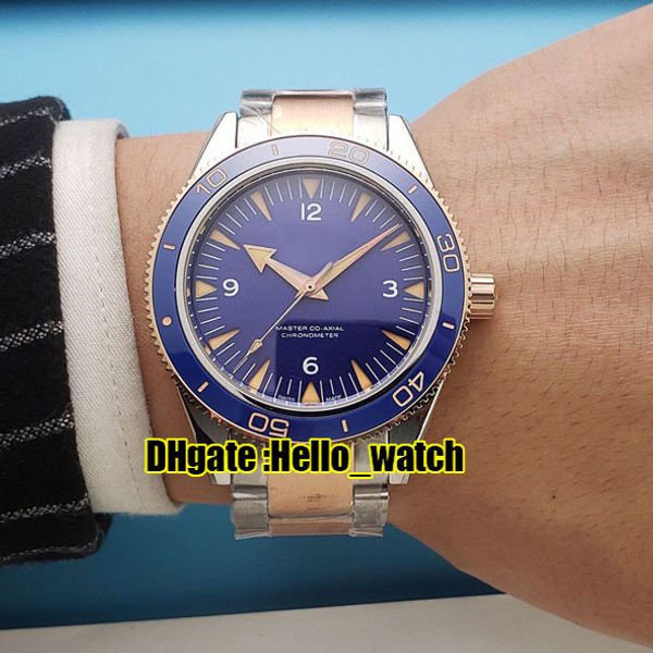 

new 300m 41mm 233.60.41.21.03.001 james bond spectre 007 automatic mens watch black dial two tone rose gold steel bracelet sport watches, Slivery;brown