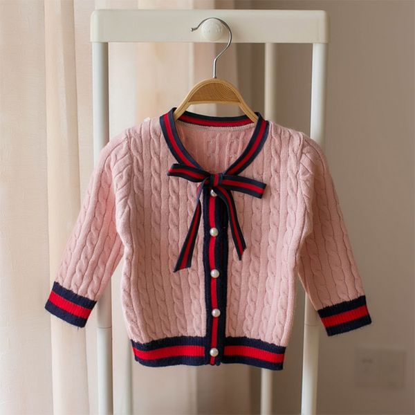 

children's sweater college style bow tie cardigan sweater for girls outwear, Blue