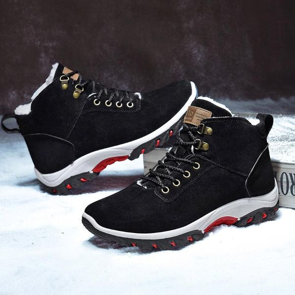 

men hiking shoes lace up men sport shoes fashion men's warm waterproof non-slip wear outdoor hiking cotton shoes#g3