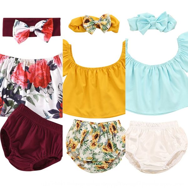 

n1quv wear girl's navel wipe chest ins sunflower floral casual three-piece wear girl's suit navel wipe chest ins sunflower childre