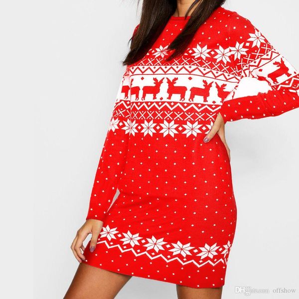 

19ss new party christmas dress women deer printed xmas holiday dresses, White;black