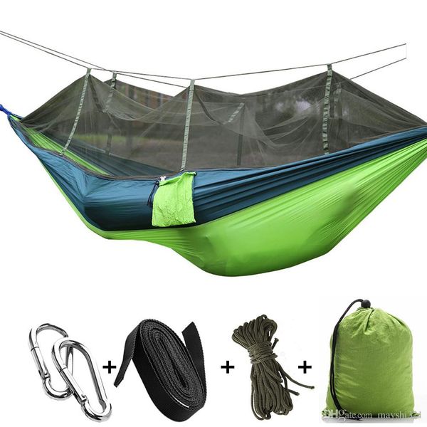 

12 colors portable hammock parachute nylon travel camping hammocks mosquito nets hanging beds for double person 260*140cm