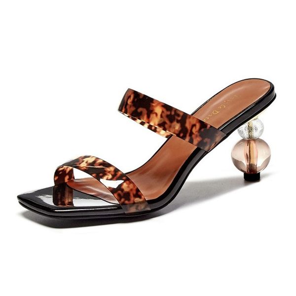 

vintage leopard print clear heel women sandals fashion high heels elegant women high sandals quality, Black