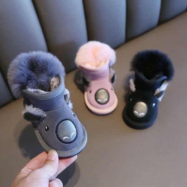 

iÃ±os niÃ±as botas de nieve de princesa linda felpa gruesa cÃ¡lido slip-on zapatos niÃ±os algodÃ³n pÃ¡rrafo 1-5 zapatos in, Black;grey