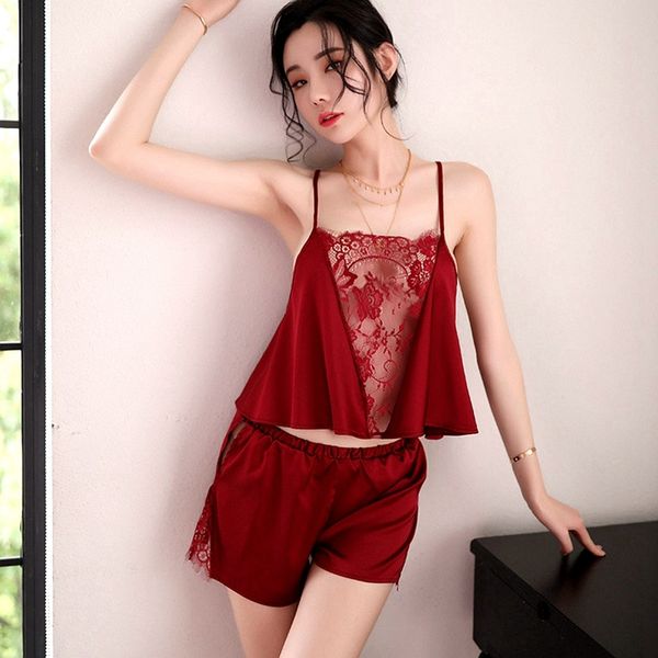 

кружева сексуальное женское белье slepwear порно женские шелковые комплекты пижамы шорты увидеть хотя женская одежда пижама женщины ночное а, Black;red