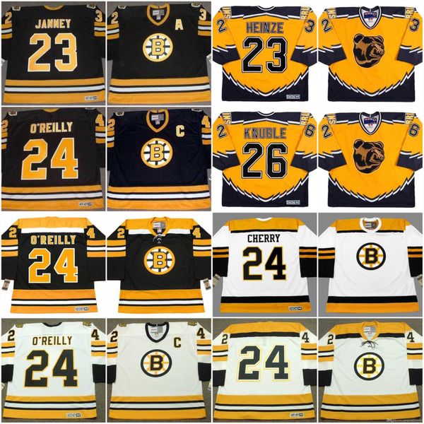 

Boston Bruins Jersey 23 CRAIG JANNEY 1990 23 STEVE HEINZE 24 DON CHERRY 24 TERRY O'REILLY 26 MIKE KNUBLE Vintage Hockey Jerseys