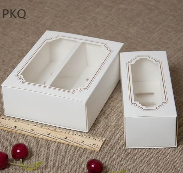 

10pcs/lot white macaron box european small cake box hollow baking nougat for cookie 5grid/10grid macarons packaging boxes