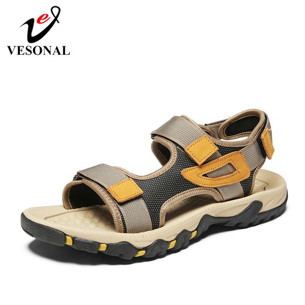 

vesonal 2020 summer outdoor peep-toe shoes men sandals classic for male soft beach sandalias sandal slides hiking, Black