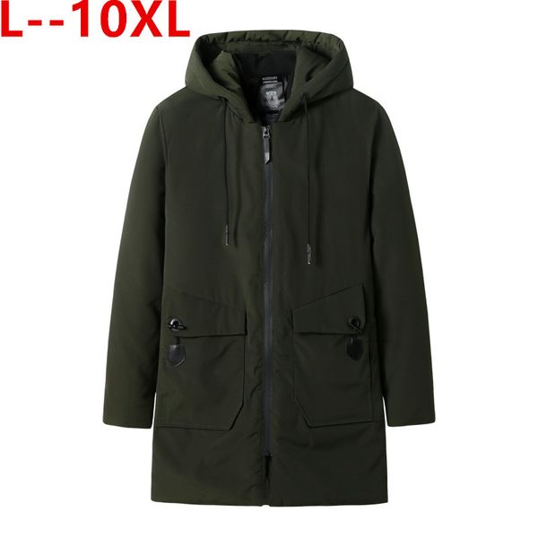 

10xl 8xl men winter new long casual camouflage hooded jacket parkas men outdoor fashion warm thick pockets army coat parkas, Black