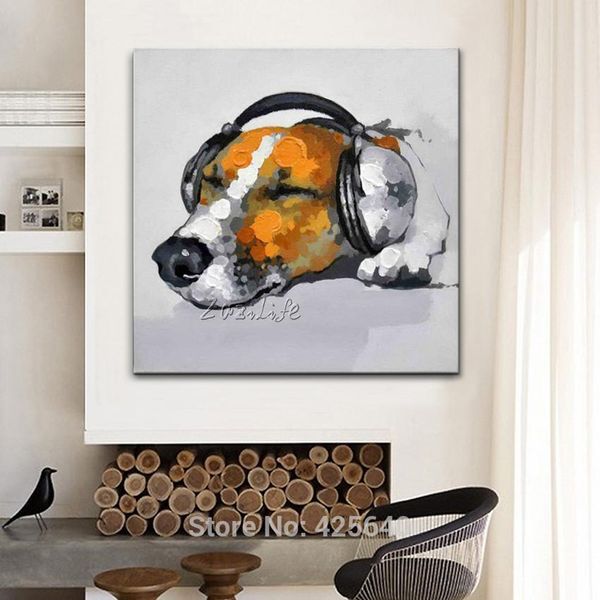 

handpainted & hd printed oil painting abstract animal dog wall art home decor on canvas multi sizes frame options a74