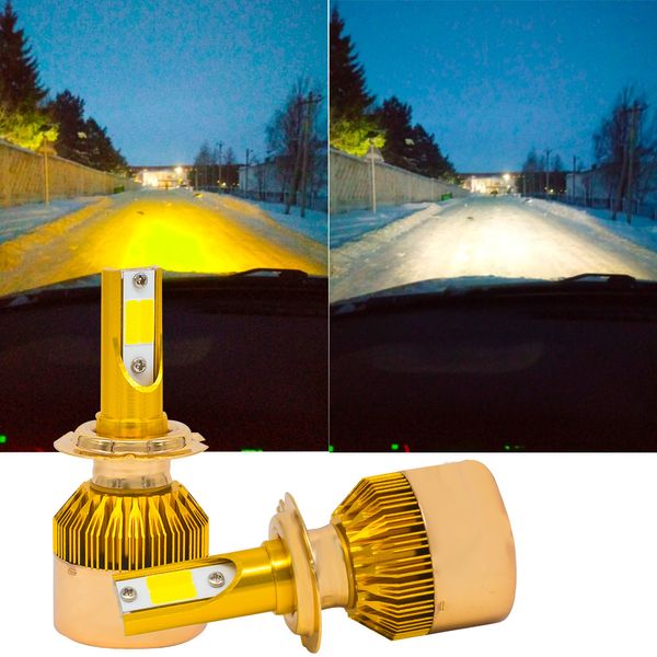 

yhkoms h7 led bulb 3000k 6000k car headlight h4 h8 h11 h1 h3 9005 9006 880 881 h27 white yellow fog bulbs dual color headlight