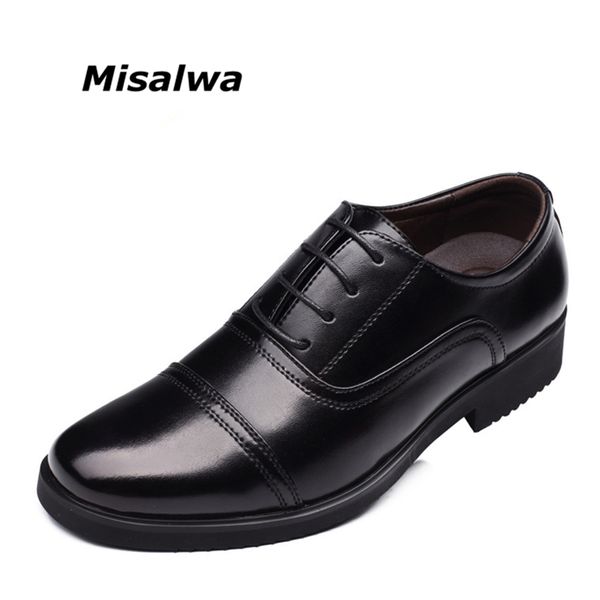 

misalwa brand men business standard officer men leather shoes formal shoes oxfords flats drop shipping, Black