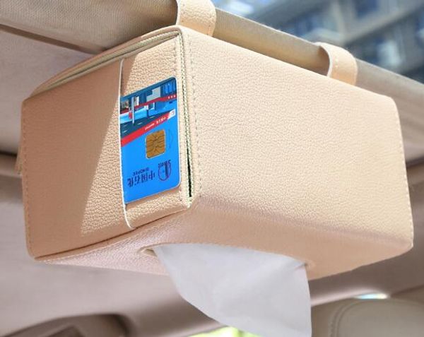 

container napkins holder car styling tissue box portable convenient car tissue box cover leather interior accessories