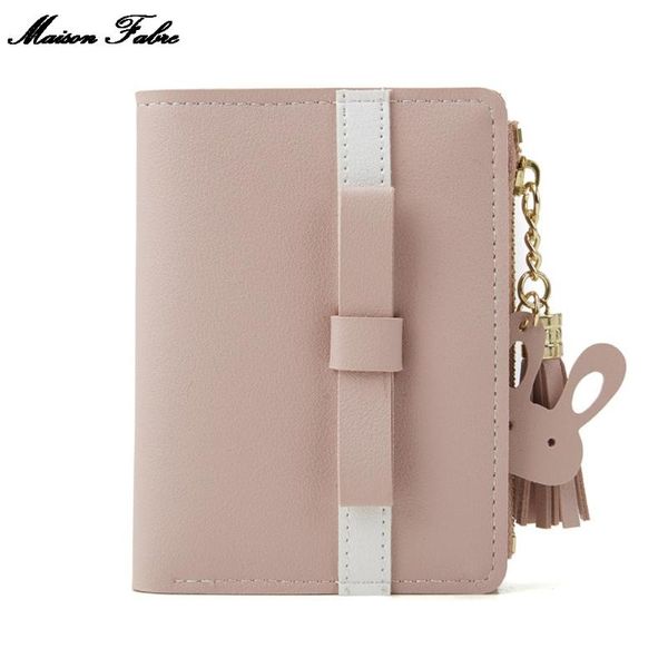 

maison fabre women wallet candy color wallet bow short student tassel coin purse zipper card case for s, Red;black